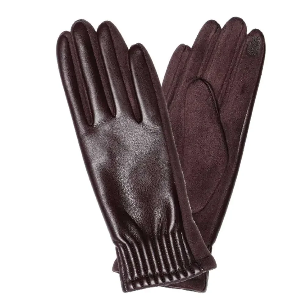 NWT Le Luxe Collection Women's Faux Leather Cinched Wrist Touch Screen Gloves